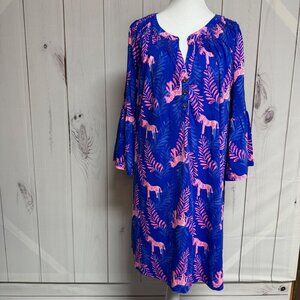 Lilly Pulitzer Teigen Dress Purple Pink Zebra Print Size Large